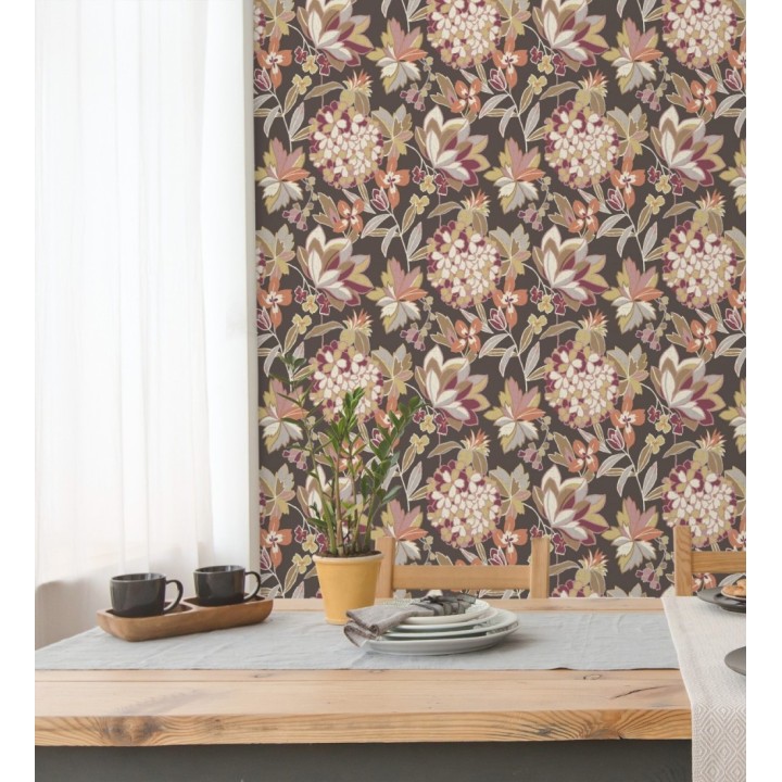 Papel pintado de flores exuberantes con estilo cottage - Midnight Florals 682967