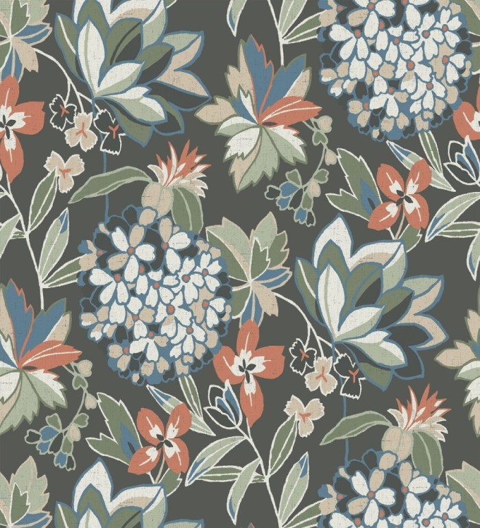 Papel pintado de flores exuberantes con estilo cottage - Midnight Florals 682968