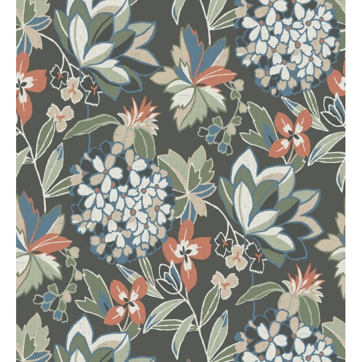 Papel pintado de flores exuberantes con estilo cottage - Midnight Florals 682968
