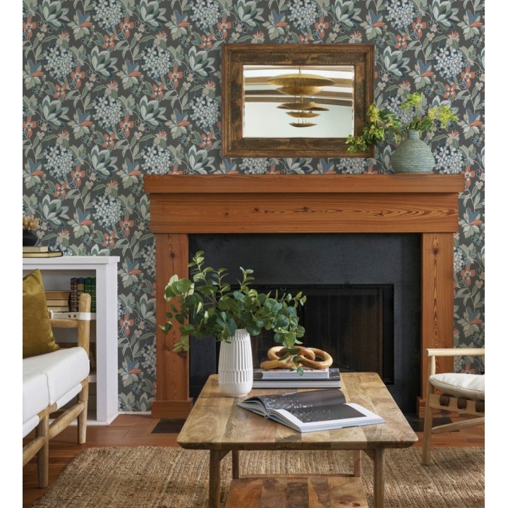 Papel pintado de flores exuberantes con estilo cottage - Midnight Florals 682968