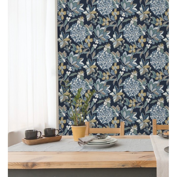Papel pintado de flores exuberantes con estilo cottage - Midnight Florals 682970
