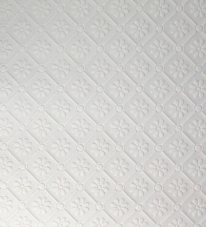 Papel pintado blanco de flores pequeñas repintable texturizado de alto relieve - Angular Texture 123188