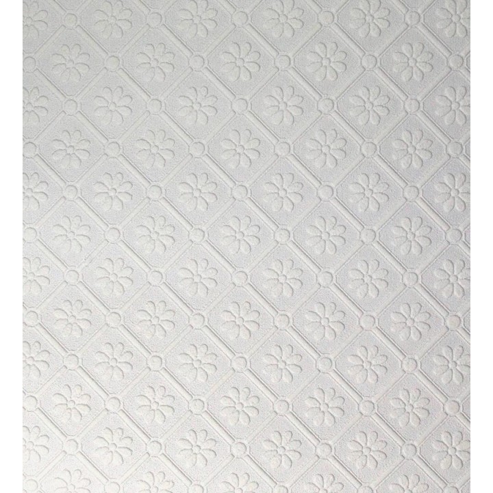 Papel pintado blanco de flores pequeñas repintable texturizado de alto relieve - Angular Texture 123188