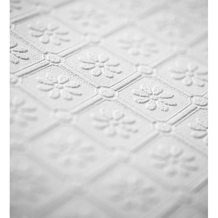 Papel pintado blanco de flores pequeñas repintable texturizado de alto relieve - Angular Texture 123188