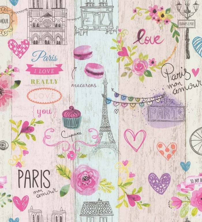 Papel pintado vintage con motivo de París - Paris Mon Amour 123195