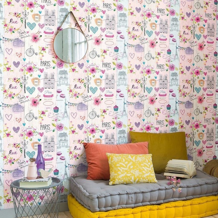 Papel pintado vintage con motivo de París - Paris Mon Amour 123195