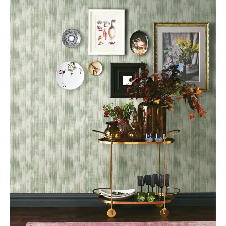 Papel pintado de pinceladas verdes difuminadas - Bosa Linen 682983