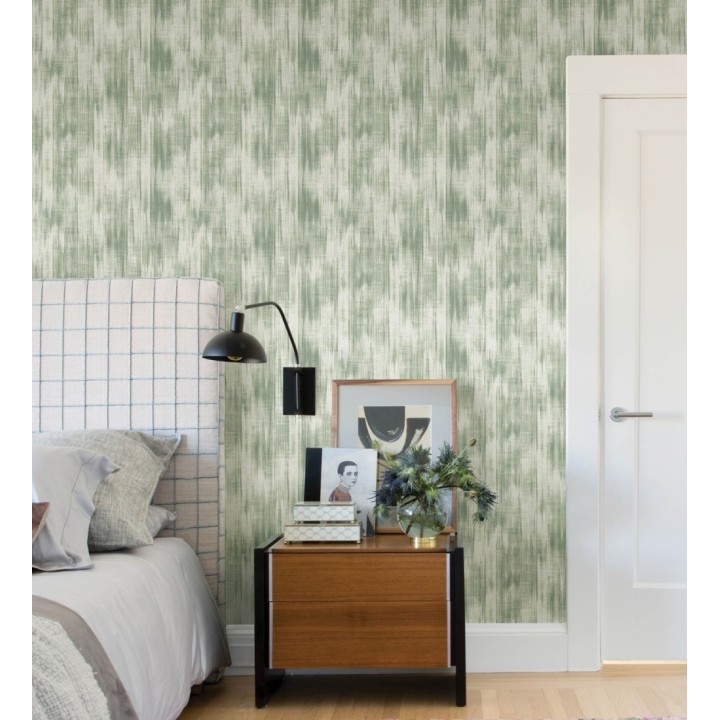 Papel pintado de pinceladas verdes difuminadas - Bosa Linen 682983