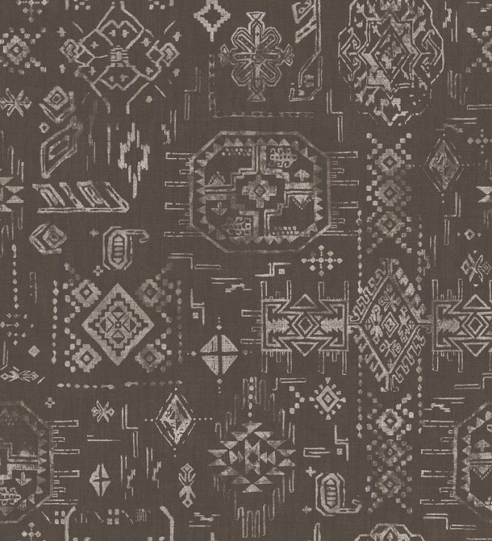 Papel pintado mapa étnico marrón - Indra Etnik 124148