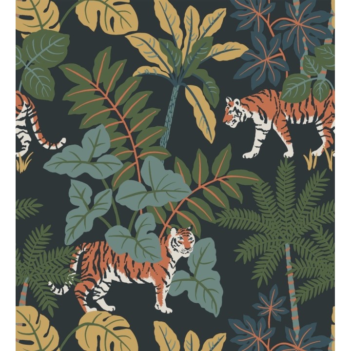 Papel pintado de tigres y flora tropical - Tabora Jungle 682990