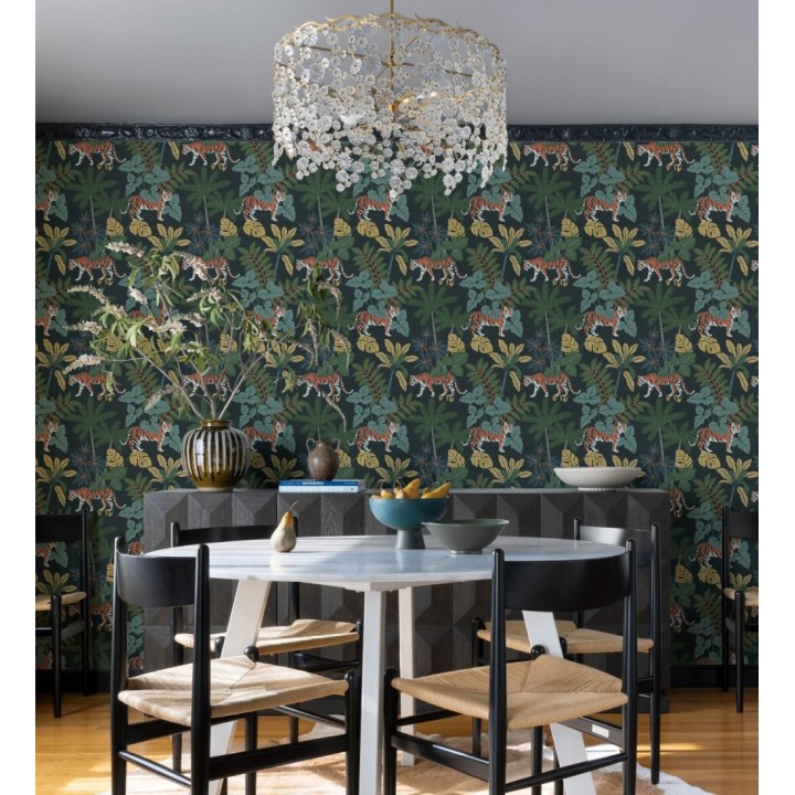 Papel pintado de tigres y flora tropical - Tabora Jungle 682990