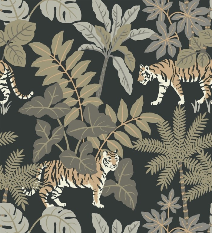 Papel pintado de tigres y flora tropical - Tabora Jungle 682991