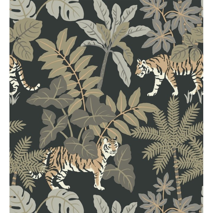Papel pintado de tigres y flora tropical - Tabora Jungle 682991