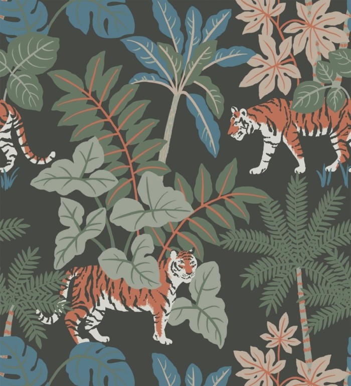 Papel pintado de tigres y flora tropical - Tabora Jungle 682992