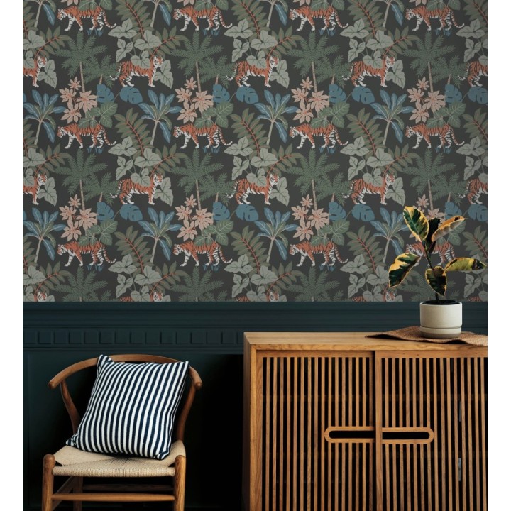 Papel pintado de tigres y flora tropical - Tabora Jungle 682992