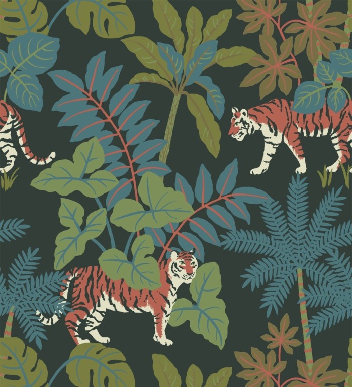 Papel pintado de tigres y flora tropical - Tabora Jungle 682993