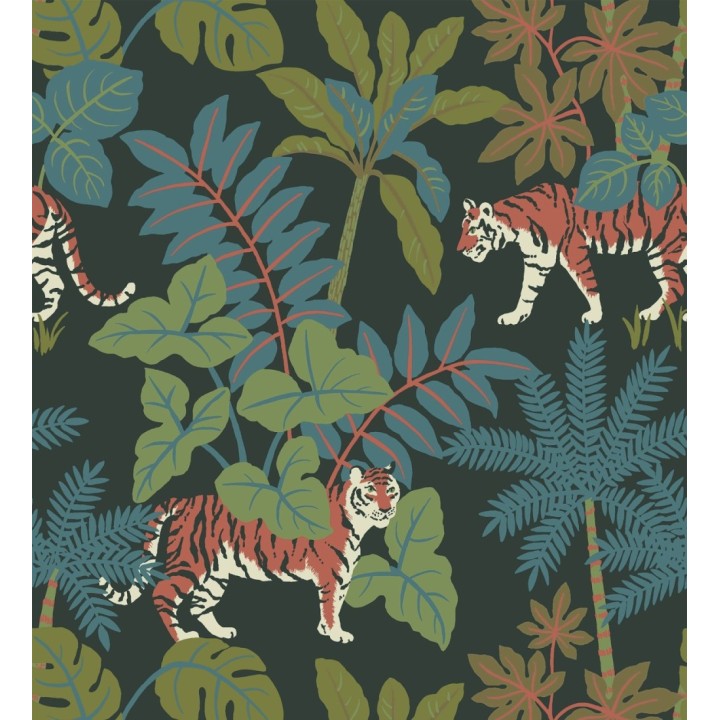 Papel pintado de tigres y flora tropical - Tabora Jungle 682993
