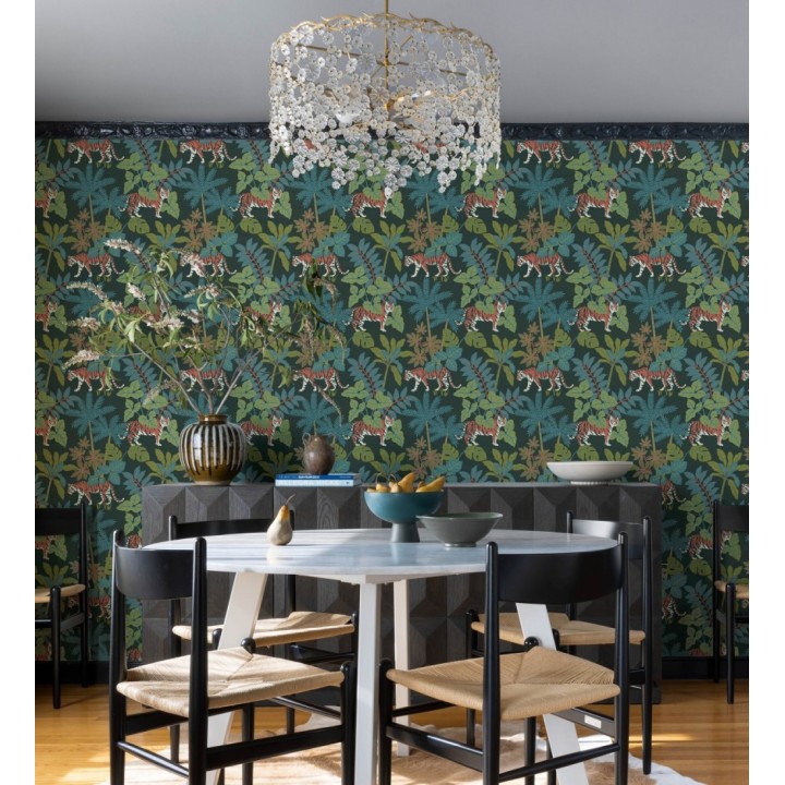 Papel pintado de tigres y flora tropical - Tabora Jungle 682993