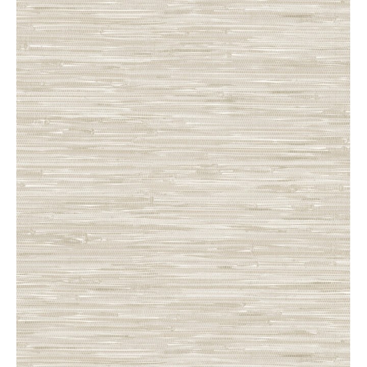 Papel pintado efecto cañas entrelazadas con yute natural en tonos gris y beige claro - Talasari Bamboo 683000