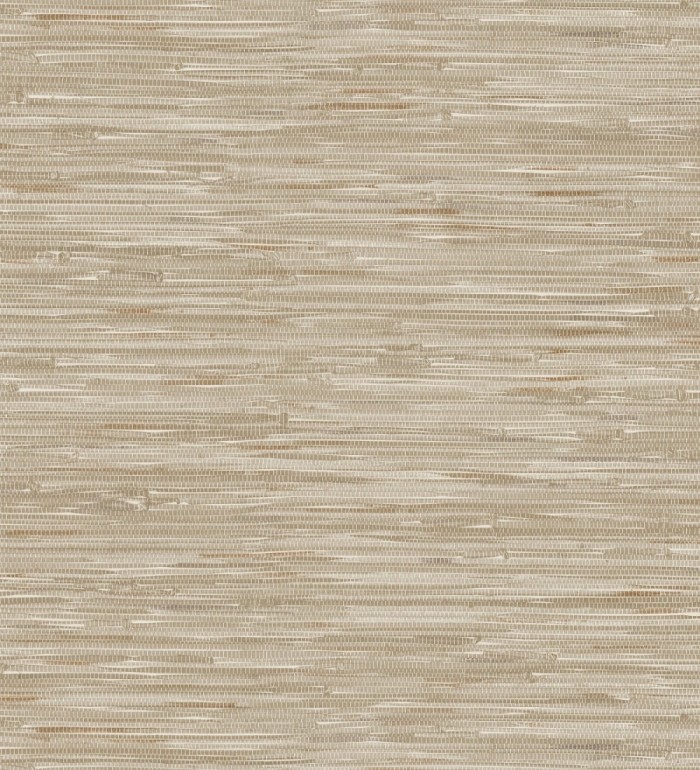 Papel pintado efecto cañas entrelazadas con yute natural en tonos beige tostado - Talasari Bamboo 683001