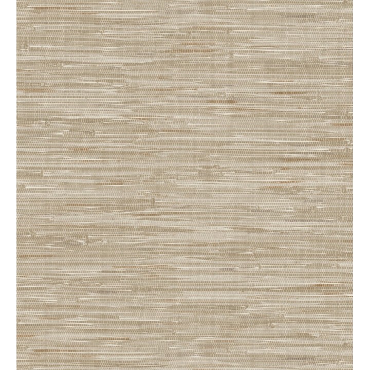 Papel pintado efecto cañas entrelazadas con yute natural en tonos beige tostado - Talasari Bamboo 683001