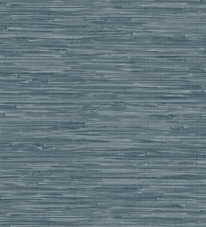 Papel pintado efecto cañas entrelazadas con yute natural en tonos azules - Talasari Bamboo 683002