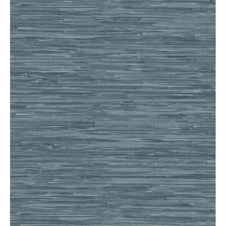 Papel pintado efecto cañas entrelazadas con yute natural en tonos azules - Talasari Bamboo 683002