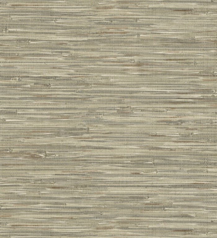 Papel pintado efecto cañas entrelazadas con yute natural en tonos verde salvia y beige - Talasari Bamboo 683004