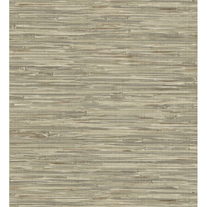 Papel pintado efecto cañas entrelazadas con yute natural en tonos verde salvia y beige - Talasari Bamboo 683004