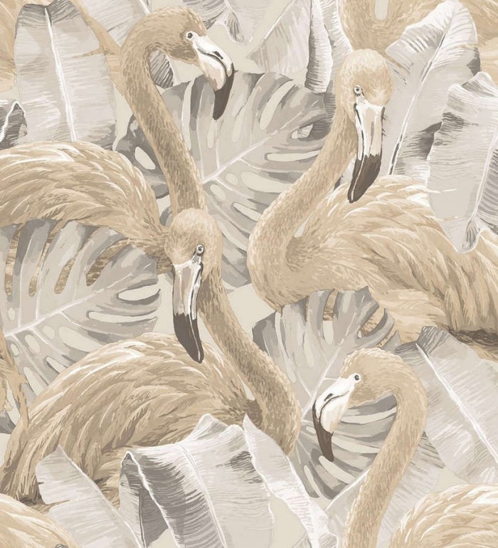 Papel pintado flamencos y hojas estilo tropical  - Flamingo Queen 124167