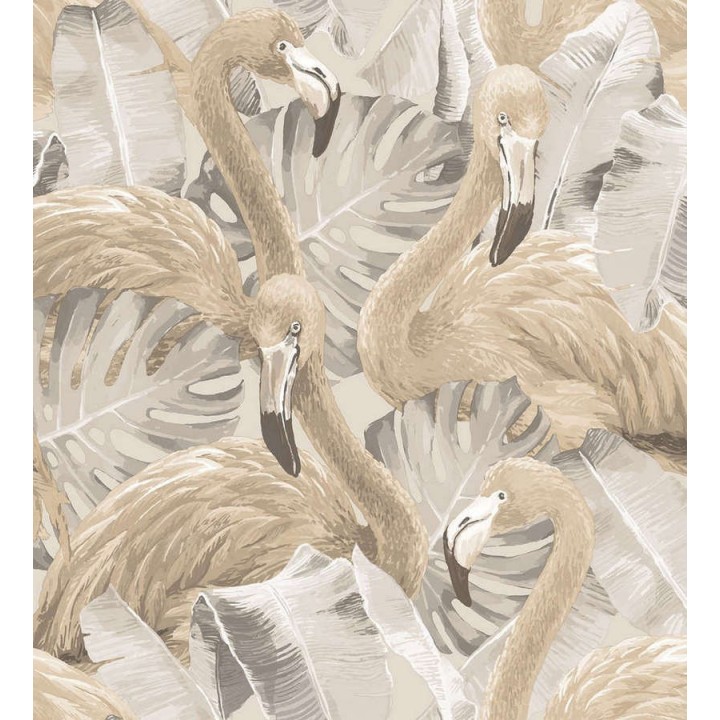 Papel pintado flamencos y hojas estilo tropical  - Flamingo Queen 124167