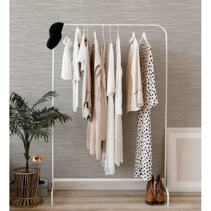 Papel pintado efecto cañas entrelazadas con yute natural en tonos grises - Talasari Bamboo 683005