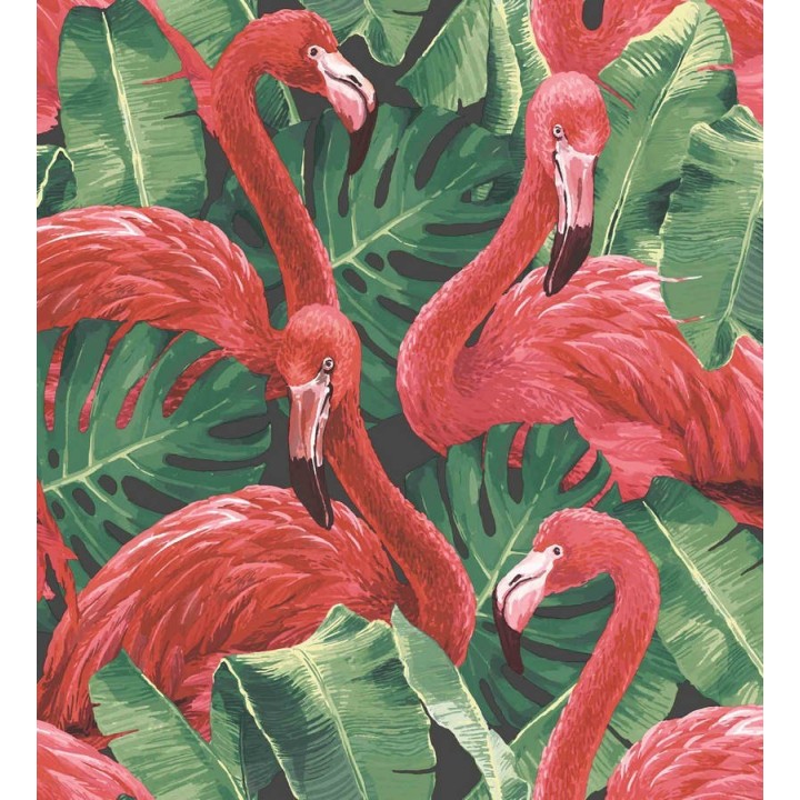 Papel pintado flamencos y hojas estilo tropical  - Flamingo Queen 124168