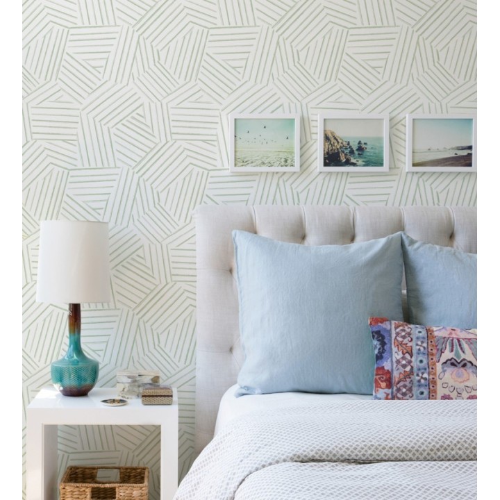 Papel pintado de líneas geométricas verde - Micah Lines 683014