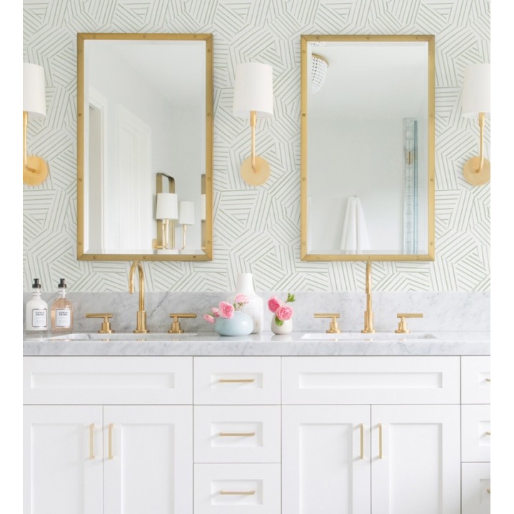 Papel pintado de líneas geométricas verde - Micah Lines 683014