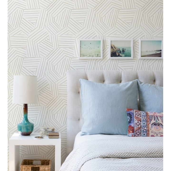 Papel pintado de líneas geométricas beige - Micah Lines 683015