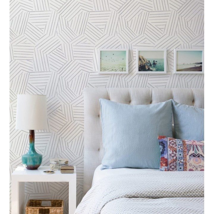 Papel pintado de líneas geométricas gris oscuro - Micah Lines 683017