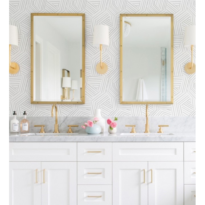 Papel pintado de líneas geométricas gris oscuro - Micah Lines 683017