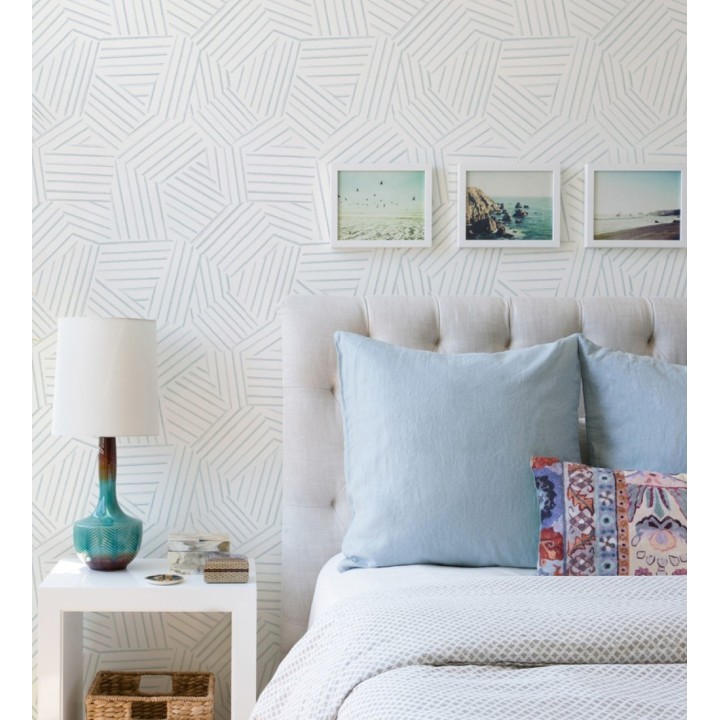 Papel pintado de líneas geométricas azul - Micah Lines 683018