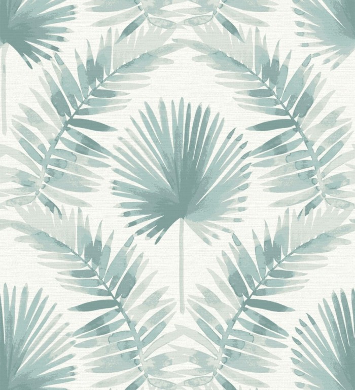 Papel pintado hojas de palmera tonos verde agua - Aloha Palm 683025