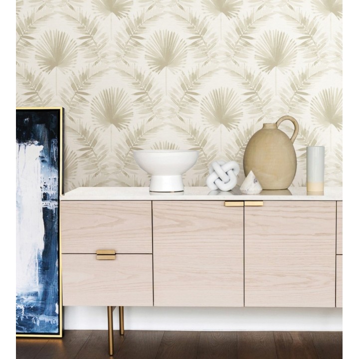 Papel pintado hojas de palmera tonos beige - Aloha Palm 683026