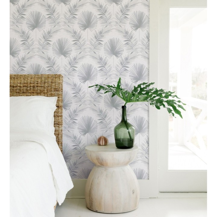 Papel pintado hojas de palmera tonos grises - Aloha Palm 683028
