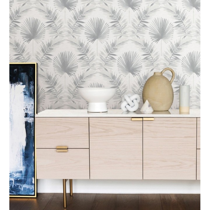 Papel pintado hojas de palmera tonos grises - Aloha Palm 683028