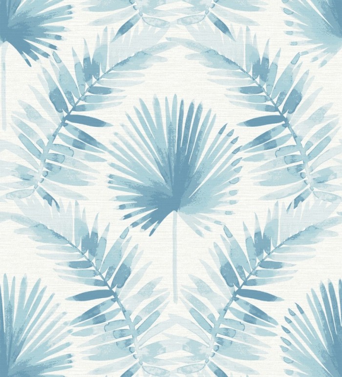 Papel pintado hojas de palmera tonos azules - Aloha Palm 683029