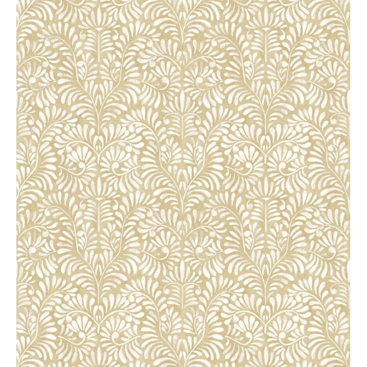 Papel pintado diseño ornamental de hojas fondo tonos arena - Florence Leaves 683030