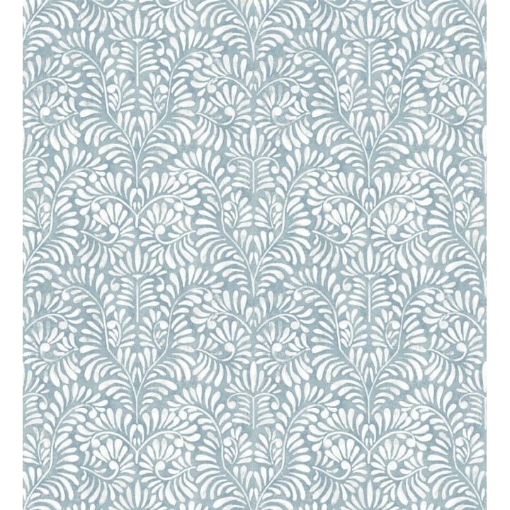 Papel pintado diseño ornamental de hojas fondo tonos azules - Florence Leaves 683031