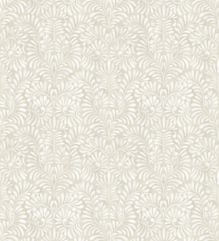 Papel pintado diseño ornamental de hojas fondo tonos beige - Florence Leaves 683033