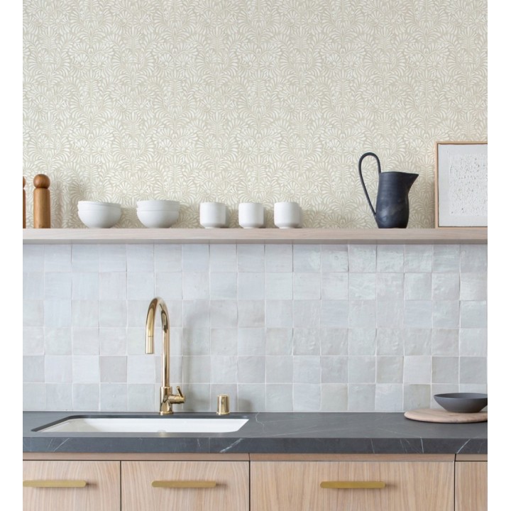 Papel pintado diseño ornamental de hojas fondo tonos beige - Florence Leaves 683033