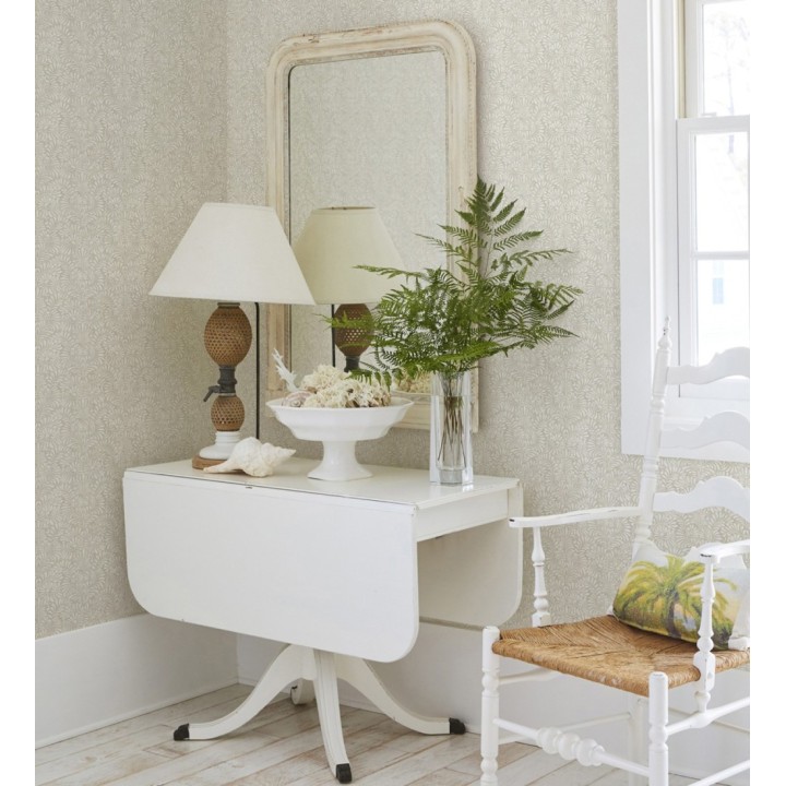 Papel pintado diseño ornamental de hojas fondo tonos beige - Florence Leaves 683033