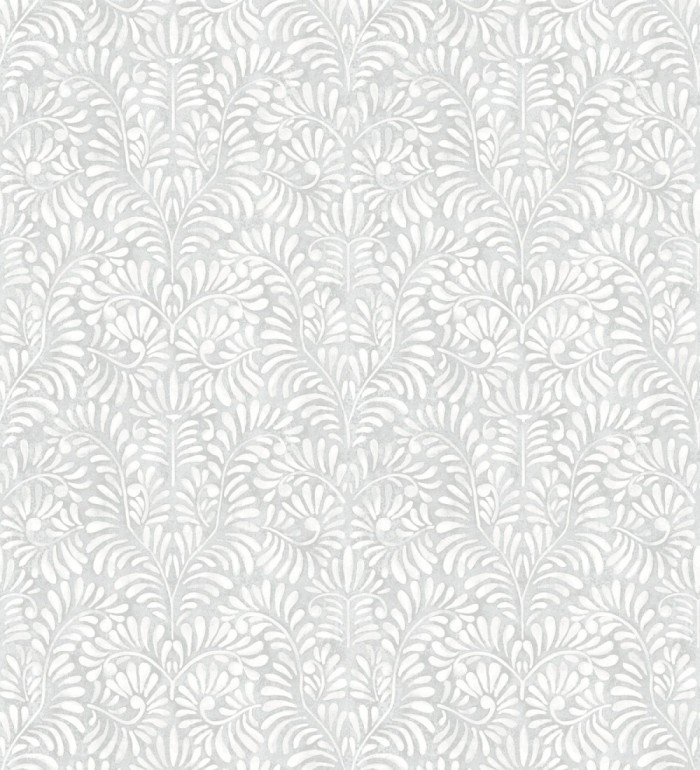 Papel pintado diseño ornamental de hojas fondo tonos grises - Florence Leaves 683034